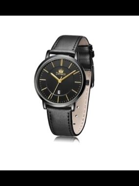 Black Womens Watch, Leather Band